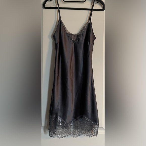Victoria’s Secret Silver Lace Satin Slip Dress - Picture 1 of 4